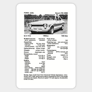 FORD ESCORT RS2000 - technical data Sticker